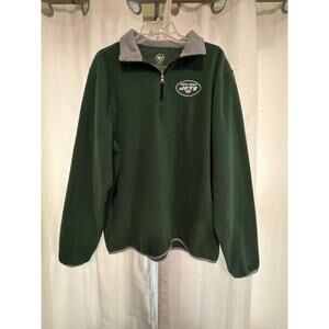 New York Jets Pullover Mens L Green Football Fleece Quarter Zip 47 Brand NY Jets